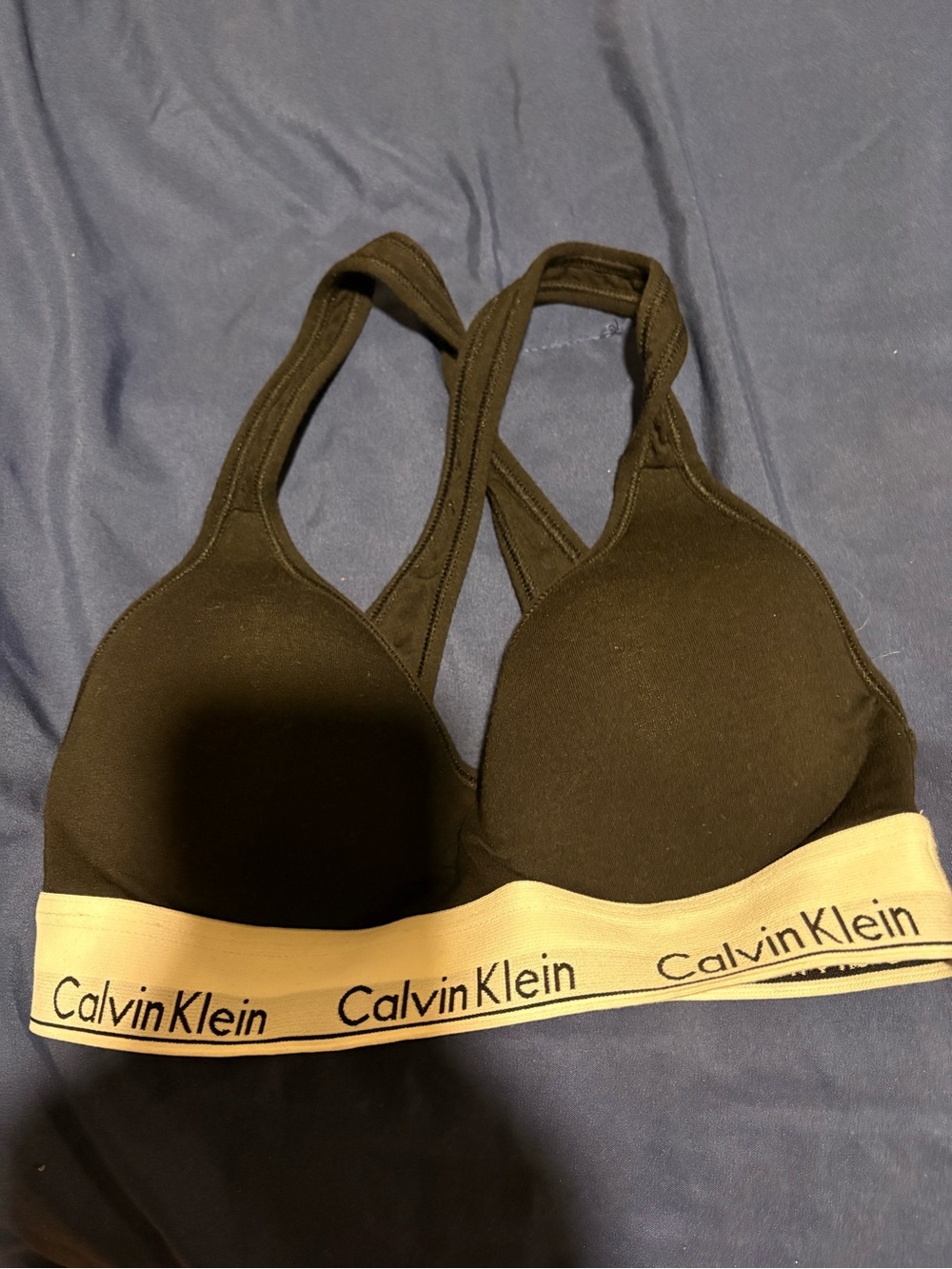 Calvin Klein Black Sports Bralette with Cream Logo Band
